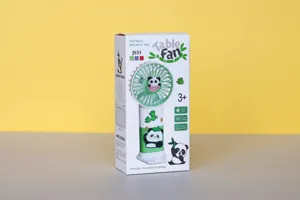 Portable handheld USB rechargeable fan with cute panda design, table fan and phone holder.