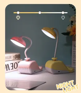 Mignonne lampe de bureau baleine USB rechargeable veilleuse avec support de téléphone mignon