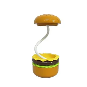 Lampe de bureau mignonne en forme de hamburger avec col de cygne flexible pour chambre.