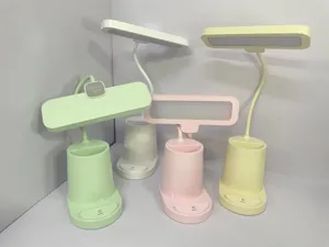 Lampe de bureau LED multifonction avec base porte-stylo, veilleuse tactile et très créative.