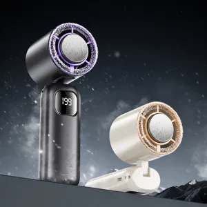 Portable high-speed handheld fan with digital display 199 gears, foldable cooling fan for summer.