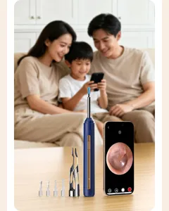 Oto-endoscope visuel intelligent avec caméra HD application Wi-Fi et 8 embouts inclus.