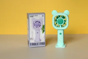 Mini ventilatore portatile con design a orecchie d'orso carine, ventilatore da tavolo USB.