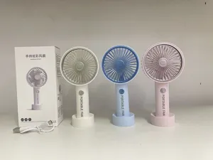 Ventilatore da tavolo portatile USB ricaricabile mini ventilatore a mano con base in tre colori