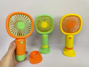 Tragbarer Mini Handventilator mit Basis USB wiederaufladbar starker Luftstrom für Sommer