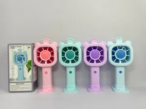 Ventilatore portatile a mano con design corona d'orso, ricaricabile USB, vista dettaglio.