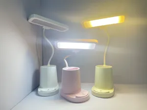 Lampe de bureau tactile créative porte-stylo, veilleuse LED multifonctionnelle pour étudiants.