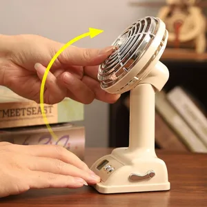 Mini ventilateur de bureau retro USB rechargeable ventilateur vertical pour bureau et dortoir