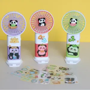 Cute Cartoon Panda Portable Mini USB Handheld Fan With Base Student Travel Pocket Cooling Fan Desktop Cooling Device