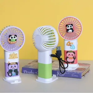 Portable mini USB rechargeable fan with cute cartoon panda design for daily use!