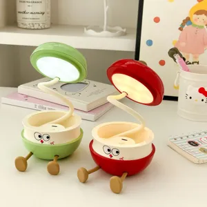 Lampe de bureau LED pliable mignonne avec batterie, design cartoon créatif pour déco de chambre.