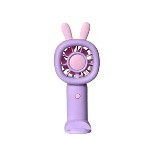 Handheld mini fan with cute rabbit ears USB rechargeable portable 3-speed desk cooling fan