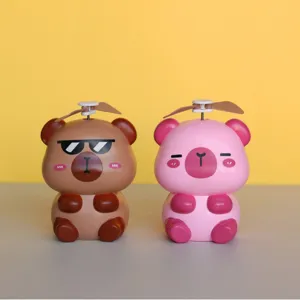 Mini ventilateur de bureau USB ours mignon de dessin animé avec hélice, ventilateur portable.