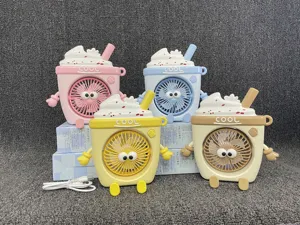 Cute cartoon desktop ice cream fan with 3-speed adjustment and phone holder function.