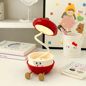 Lampe de bureau LED pliable créative avec joli design de dessin animé, veilleuse USB rechargeable.