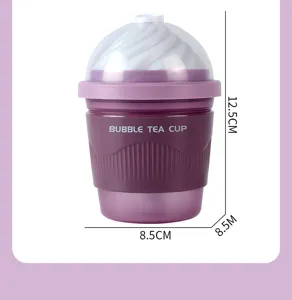 Vue détaillée du mini humidificateur USB tasse bubble tea avec taille compacte et couvercle.