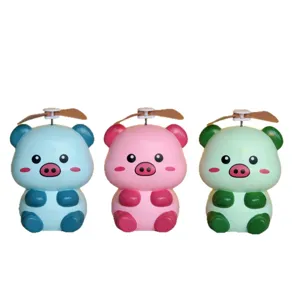 Mini ventilateur USB portable en forme de cochon de dessin animé avec chapeau, cadeau étudiant.