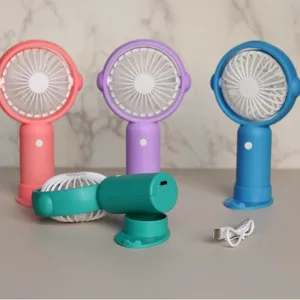 Mini ventilateur portatif de table rechargeable USB avec base pour bureau de voyage de couleur