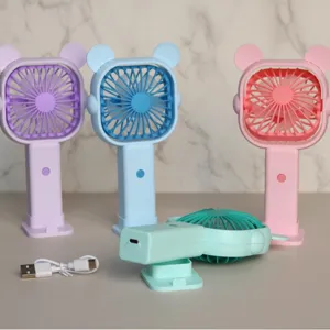 Mini ventilateur à main portable avec oreilles mignonnes, ventilateur de bureau USB avec base.