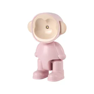 Simpatico scimmia rosa luce notturna LED mini 3D cartone animato animale lampada da tavolo