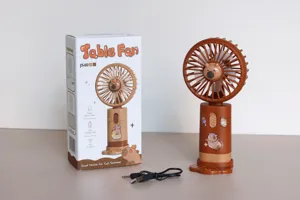 Ventilatore portatile a mano con base USB ricaricabile mini ventilatore da tavolo per l'estate.