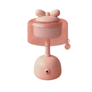 Rosa fiocco lampada da scrivania LED ricarica USB carina luce notturna regalo per studenti