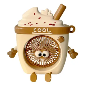 Cute Cartoon Ice Cream USB Desktop Fan 3-Speed Adjustable Portable Mini Cooling Fan With Phone Holder For Home Office