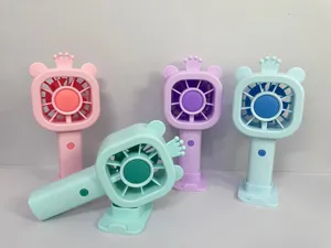 Mini ventilatore da tavolo USB portatile simpatico cartone animato corona orso per studenti