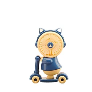 Mignon ventilateur de bureau de dessin animé avec base de taille-crayon mini ventilateur rechargeable USB