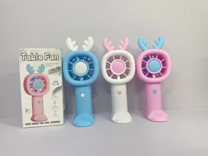 Süßer Cartoon Hirschgeweih Handventilator tragbarer USB Lade Mini Tischventilator für Studenten