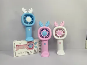 Tragbarer Mini Handventilator mit süßem Hirschgeweih, USB wiederaufladbarer Macaron Stil.