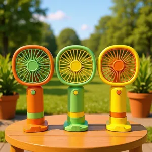 Tragbarer Hand-Miniventilator mit Basis, USB-wiederaufladbar, starker Luftstrom für den Sommer.
