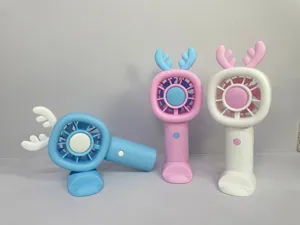 Tragbarer Mini Handventilator mit süßem Hirschgeweih Design, Macaron Farben, USB betrieben.