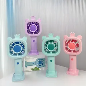 Ventilatore Portatile Mini USB Cartone Animato Orso con Corona Ventilatore da Tavolo Ventilatore Personale Ricaricabile Regalo Studente