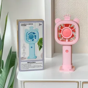 Mini ventilatore palmare da tavolo con orsetto, ventilatore USB portatile ricaricabile.
