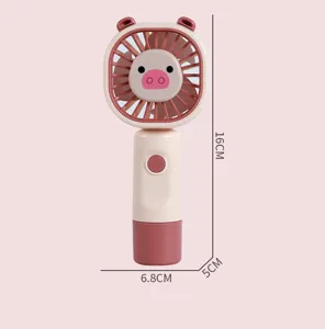 Handheld mini fan USB rechargeable portable cute cartoon animal design cooling fan pink
