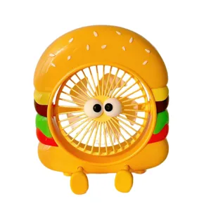 Mini Ventilateur Hamburger Cartoon Ventilateur de Charge USB de Bureau Portable Design Monstre Mignon Avec Support de Téléphone Vitesses Réglables