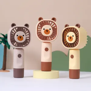 Portable Handheld Mini Fan USB Rechargeable Cute Cartoon Bear And Pig Personal Desk Fan For Office And Travel