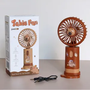 Ventilatore portatile da mano con base USB ricaricabile mini ventilatore da tavolo animale carino.