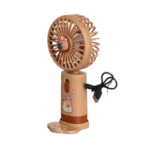 Mini ventilatore USB portatile a mano con simpatico design di cartoni animati e supporto da scrivania