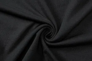 Schwarze Strickware Stoff Textur Nahaufnahme, weiches Material Detail für Damenbekleidung.