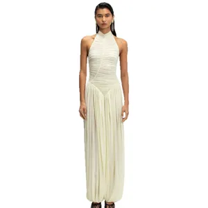 Women's halter neck ruched jumpsuit backless autumn loose sleeveless casual bodysuit apparel
