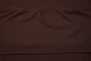 Dark brown camisole fabric detail close-up showing fine texture and double stitching.