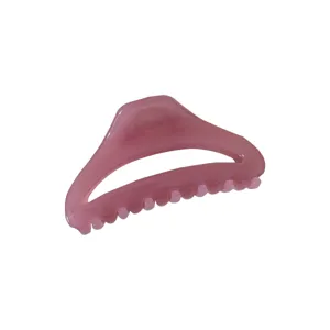 Pink hollow hair claw clip for women, elegant curved shark hair grip for daily use