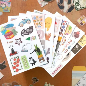 Set de pegatinas de gatos lindos papeleria decorativa diario scrapbooking papel de arte