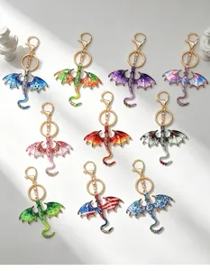 Colorful metal dragon keychain cute animal bag pendant stylish fashion accessories