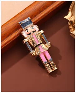 Spilla soldato schiaccianoci vintage con strass e smalto per cappotto e abito da donna.