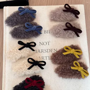 Herbst Winter süße Plüsch Schleife Haarklammer süße Seitenklammer Haaraccessoires Damen