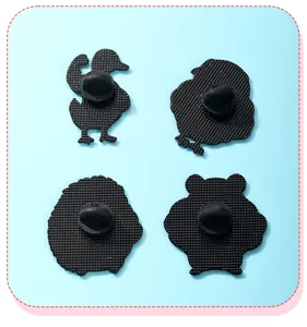 Cute fitness animal metal enamel pin set, funny duck chick hedgehog hamster backpack badge.