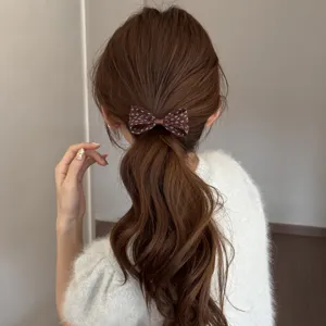 Schattige Koreaanse stofstrik haarband met stippen elastische paardenstaartouder haaraccessoire